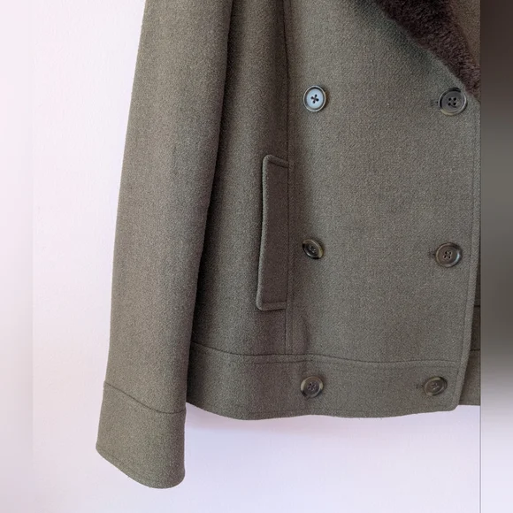 EUC Vintage J Crew Peacoat With Faux Fur Collar Size 12 - Picture 6 of 9